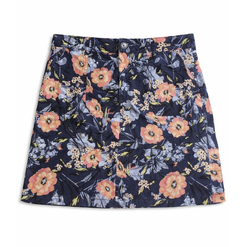 Croft & Barrow Skort Women 10P Navy Blue Floral Petite Stretch Mini Skirt Shorts